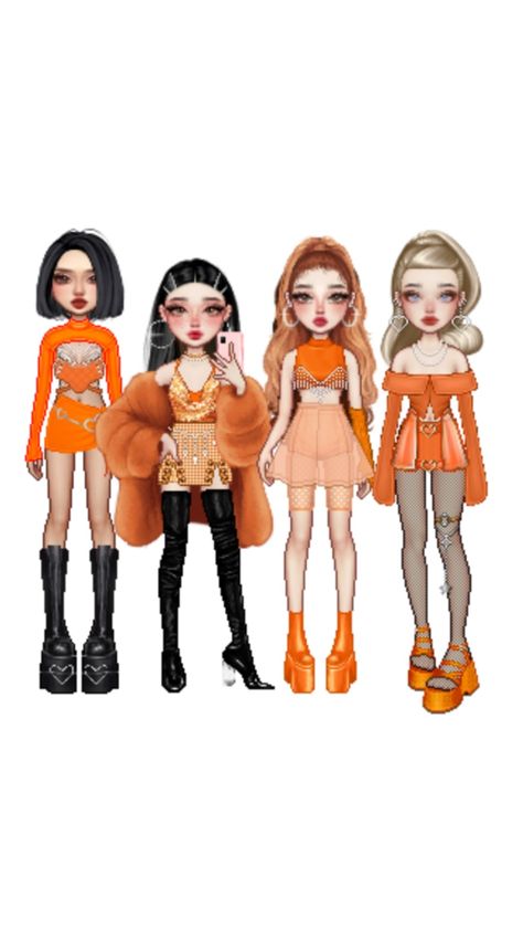 Orange Outfits, Dance Style Outfits, Everskies Outfits, Orange Outfit, Dance Fashion, Kpop Fashion Outfits, Purple Wallpaper, Performance Outfit, Kpop Outfits