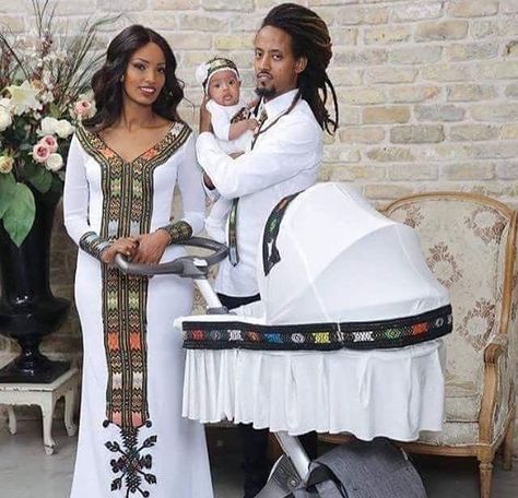 Habesha Family Style Inspiration Habesha Culture, Ethiopian Dresses, Hebrew Clothing, African Material, Ethiopian Fashion, Eritrean Dress, Ethiopian Wedding, Ethiopian Clothing, Habesha Dress