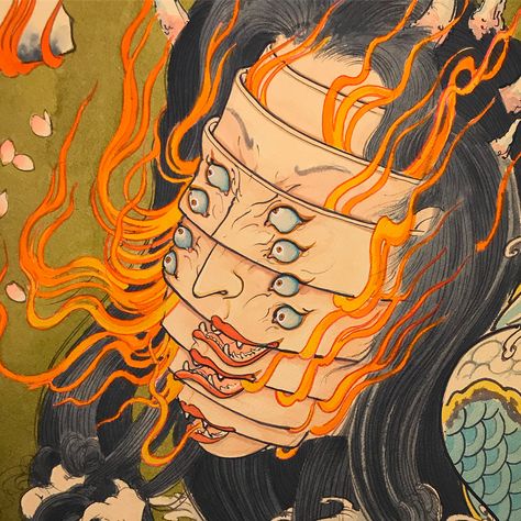 Mike Dorsey, La Tattoo, Japanese Monster, Japanese Mythology, Japanese Horror, Japanese Drawings, Japanese Art Prints, Japanese Folklore, Japanese Artwork