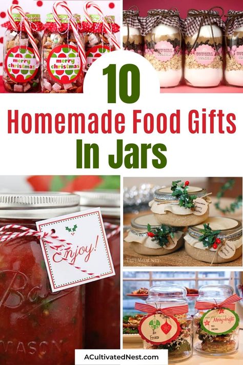 Recipe In A Jar Gift Christmas, Diy Gifts For Foodies, Christmas Treats In A Jar, Homemade Cookie Jar Gift, Recipe In Jar Gift, Homemade Goodies Gift Basket, Diy Jar Recipe Gifts, Cookie Mix Jar Gifts, Diy Christmas Gifts Food Jars