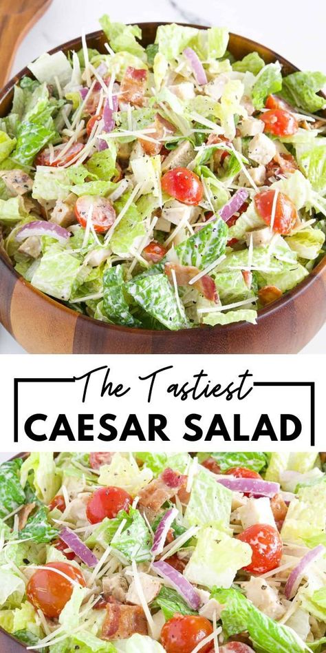 Best Ceasar Salad, Salad At Home, Chicken Caesar Salad Recipe, Caesar Salad Recipe, Salad Dressing Recipes Homemade, Thanksgiving Menu Ideas, Chicken Caesar Salad, Best Salad Recipes, Fun Salads