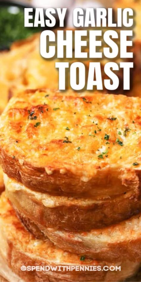 Garlic Cheese Toast With Bread, Garlic Cheese Toast In Oven, Spaghetti On Toast, Cheesy Toast Bread, Garlic Toast With Bread In Oven, Cheesy Garlic Toast, Cheese Toast In Oven, Toasted Bread Recipes, Garlic Toast With Bread