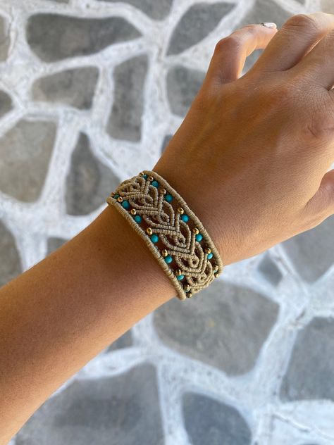 Buy Beaded Cuff Bracelet  | Discover a large collection of  handmade macrame jewelry  | Fast shipping with DHL This Beaded Cuff Bracelet is  100% handmade,using the art of Macrame. ✅Visit my Home Page: https://www.etsy.com/shop/PlumeriaByNikolTeta    For every piece i create i carefully choose the best materials and the highest quality  of polyester waxed thread. The bracelet is  lightweight and comfortable to wear with many outfits! Discover more earrings: https://www.etsy.com/shop/PlumeriaByNi Makrame Jewelry, Micro Macrame Bracelet, Crochet Bracelets, Macrame Jewelry Tutorial, Beaded Macrame, Macrame Bracelet Patterns, Bracelet Miyuki, Bracelet Summer, Bracelet Macrame