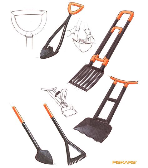 Ideation sketches for garden tools.  James Owen Design + Fiskars  #design #industrialdesign #visual #designlife #sketching #sketches #designer #technique #designsketch #sketchoftheday #productdesign #productdevelopment #vision #concept #minimal #minimalism #industrialdesign #sketches Ideation Sketches, Garden Tools Design, Digging Tools, Yard Tools, Pooper Scooper, Industrial Design Sketch, Tool Sheds, Gardening Fork, Garden Trees