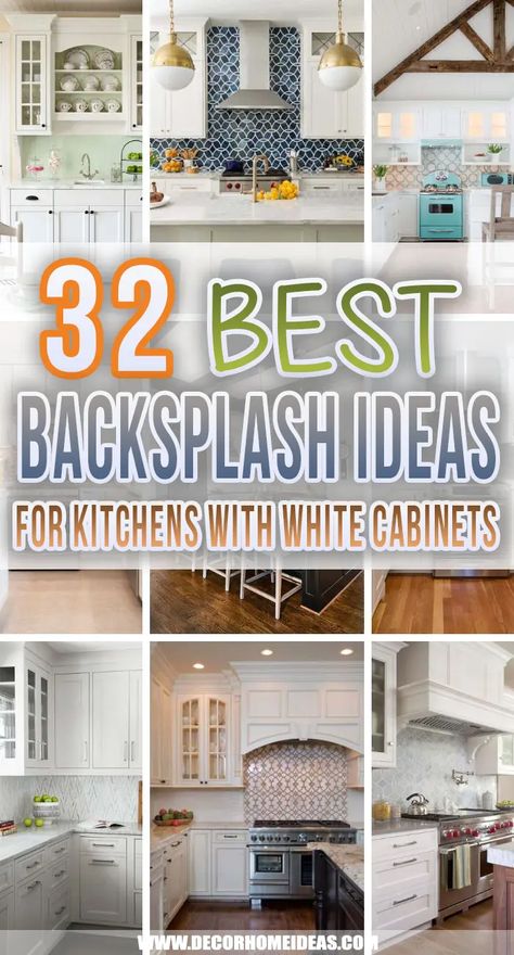 Different Backsplash Ideas, Kitchens Backsplash Ideas, Small Kitchen Splash Back Ideas, Colorful Backsplash With White Cabinets, Back Splash Patterns For Kitchen White, White Backsplash Kitchen White Cabinets, Kitchen Tiles White Cabinets, Backsplashes For White Cabinets, Backsplashes Ideas For Kitchen Diy