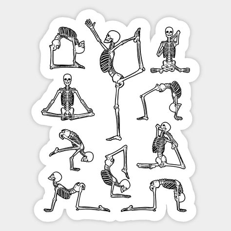 Skeleton In Yoga Pose, Yoga Flash Tattoo, Skeleton Doing Yoga Tattoo, Skeleton Yoga Poses, Yoga Skeleton Tattoo, Funny Skeleton Tattoo, Yoga Pose Tattoo, Yoga Tattoo Ideas, Meditation Gift Ideas