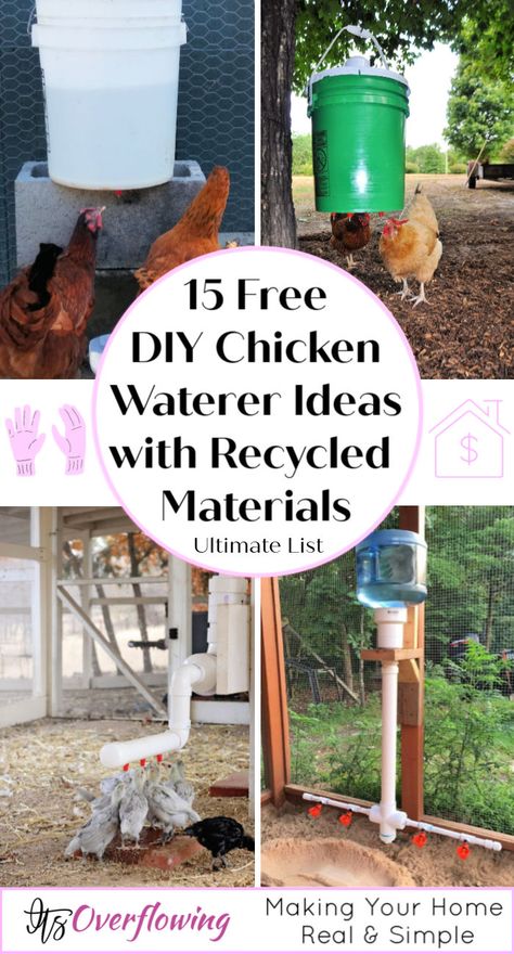 15 Hoemmade DIY Chicken Waterer Ideas Out Of Recycled Materials Homemade Chicken Waterer, Pvc Chicken Waterer, Chicken Watering System, Farm Life Aesthetic, Pet Chickens Breeds, Chicken Waterer Diy, Chicken Water Feeder, Chicken Perches, Chicken Aesthetic