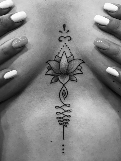 Explore our hand-picked collection of Unalome tattoos. Our article brings together more than 50 of the best ideas to suit every taste. Underboob Tattoo Black Women, Tattoo In Between Chest Woman, Unalome Tattoo Ideas, Unalome Tattoos, Tattoo Between Breast, Butterfly Tattoos On Arm, Cute Thigh Tattoos, Dragon Tattoo Ideas, Saved Tattoo