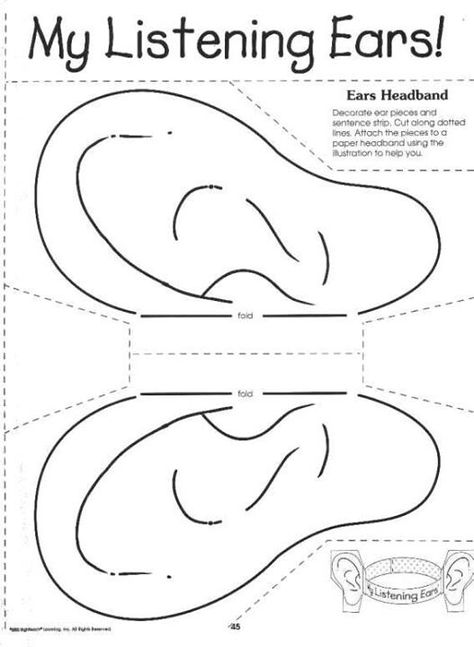 My listening ears activity. Can go with Howard B. Wigglebottom Learns to Listen or Why Should I Listen? Roahl Dahl, Shavuot Crafts, Prophet Samuel, Habit 5, Senses Preschool, Senses Activities, Guidance Lessons, Preschool Bible, Listening Ears