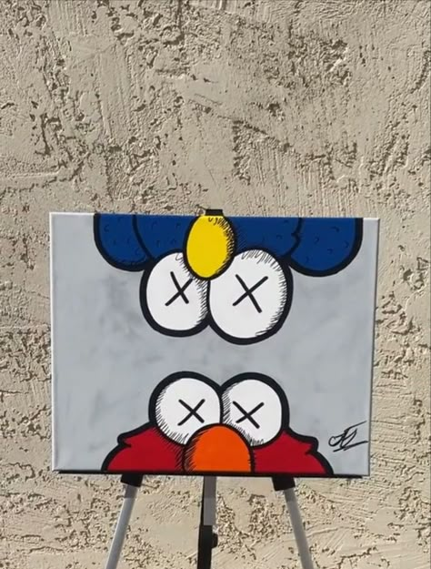 Christian Dior Painting Canvas, Canvas Painting Inspo Easy Aesthetic, Cool Cute Paintings, Easy Unique Paintings, Hypebeast Painting Ideas On Canvas, Cool Art Canvas, Simple Canvas Painting Ideas Wall Decor, Grafitti Paintings On Canvas, Kaws Canvas Art