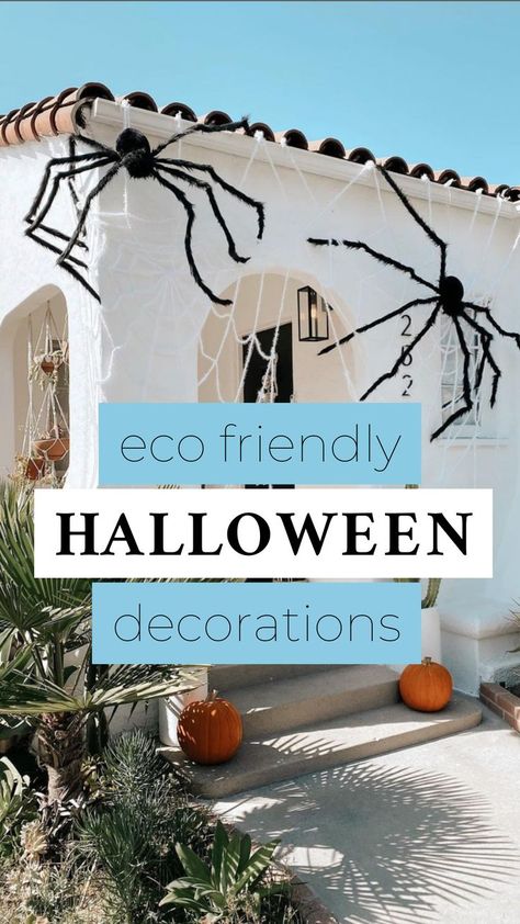 Wow, these eco friendly Hallween decor ideas are so genius! I can't wait for spooky season! Friendly Halloween Decor, Eco Friendly Halloween, Friendly Halloween Decorations, Metallic Party Decor, Eco Friendly Holiday, Halloween Decoration Ideas, Halloween Decor Ideas, Pumpkin Display, Unique Candle Holders