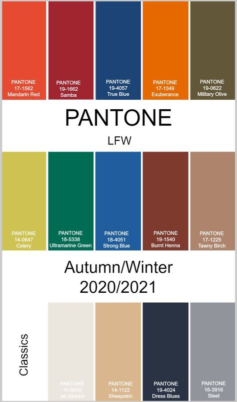 Pantone Autumn, Classic Blue Pantone, Pantone 2020, Pantone Colour Palettes, Fashion Week Trends, Winter Color Palette, Color Trends Fashion, Winter Color, Autumn Outfits