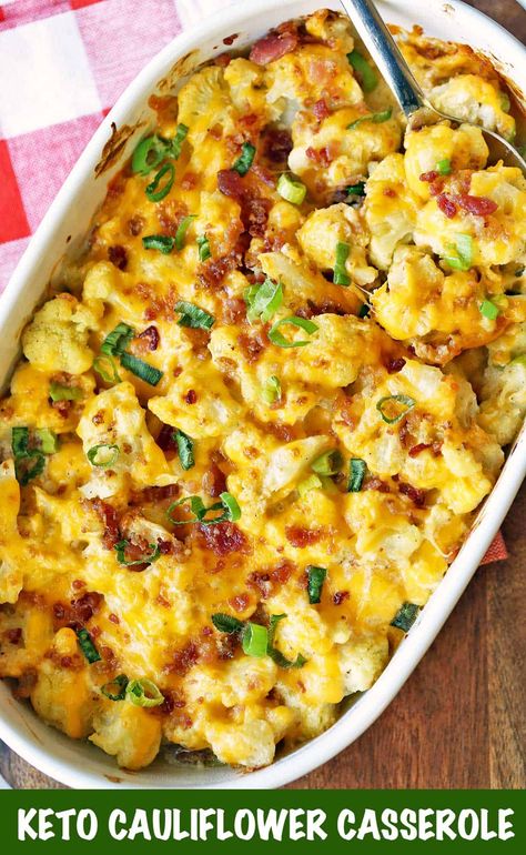 Cauliflower Bake Recipes, Keto Cauliflower Casserole, Tasty Cauliflower, Cauliflower Bake, Heart Baking, Cauliflower Casserole Recipes, Keto Lunches, Loaded Cauliflower, Cauliflower Dishes