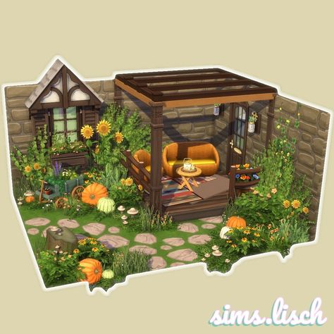 Check out my instagram for more: Sims.lisch Sims 3 Building Ideas, Sims 4 Green House Ideas, Sims 4 House With Garden, Sims 4 Cottage Floorplan, Sims Yard Ideas, Sims Inspo House, Sims Outdoor Ideas, Sims 4 Design Ideas, Sims 4 Garden Ideas Base Game