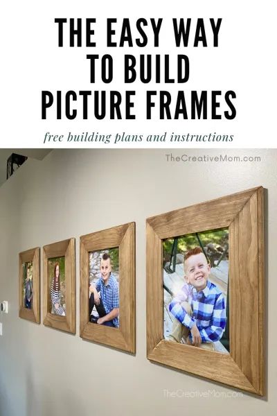 Making Picture Frames Diy, Diy Picture Frames On The Wall, Build A Picture Frame, Homemade Picture Frames, Farmhouse Picture Frames, Rustic Photo Frames, Free Building Plans, Making Picture Frames, Custom Wood Frames