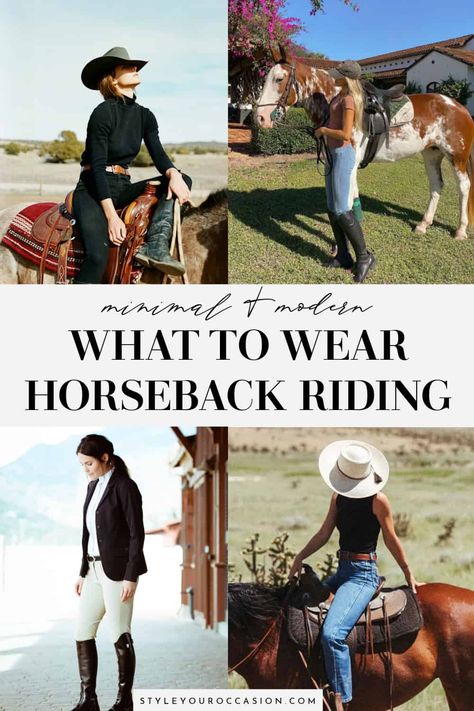 Are you looking for the perfect horseback riding outfit? Learn exactly what to wear horseback riding in the spring, summer, or fall, for western or English, and on special occasions like at the beach. Get casual summer horse riding outfit ideas for women and achieve that perfect horseback riding aesthetic. It’s more than just jeans! (Western, equestrian fashion, horseback riding outfit women) Boho Horse Riding Outfit, Horse Back Riding Outfits Casual Western, Casual Horseback Riding Outfit, Horseback Riding Outfit Fall, Beach Horseback Riding Outfit, Horse Back Riding Outfits Summer, Western Riding Outfits, Western Riding Outfit, Horseback Riding Outfit Western