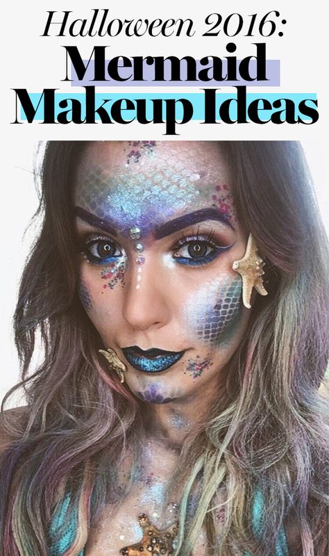 Mermaid makeup is taking over Instagram, and we're more than a little obsessed. Ootd Festival, Macbeth Witches, Mermaid Makeup Halloween, Makeup Zombie, Fantasy Make-up, Halloweenský Makeup, Festival Makeup Rave, Festival Makeup Glitter, Dag Make Up