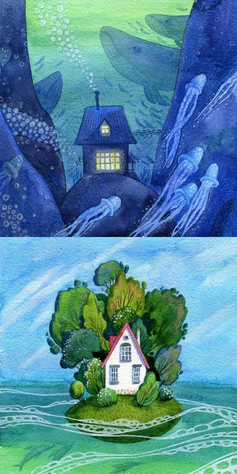 sosuperawesome... Cute Illustration Watercolor, Houses Illustration Art, Watercolor Picture Book Illustration, Children’s Illustration Art, Watercolour Childrens Book Illustration, Watercolor Childrens Illustration Book, Watercolor Book Illustration, Cute Watercolor Illustration, Childrens Illustrations Book