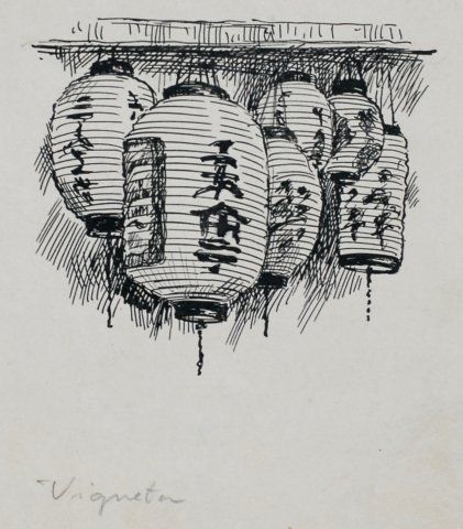 심플한 그림, Japanese Drawings, Pen Art Drawings, Architecture Drawing Art, Japon Illustration, Chinese Lanterns, Arte Inspo, Arte Sketchbook, Urban Sketching