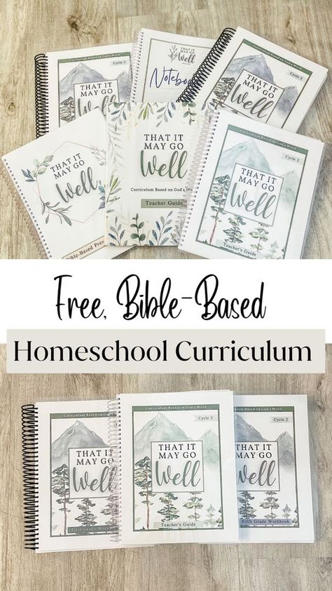 Free Christian Curriculum for PreK-5th grade. Nearly all-in-one, just add math! Family style makes homeschooling multiple children easier! #christianhomeschool #christiancurriculum #homeschool #curriculum #homeschooling Homeschooling Curriculum Free, That It May Go Well Homeschool, Free Christian Homeschool Printables, Free Bible Curriculum For Homeschool, Kindergarten Bible Curriculum, Christian Based Homeschool Curriculum, How To Homeschool Multiple Grades, Types Of Homeschooling Methods, Homeschool Circulum