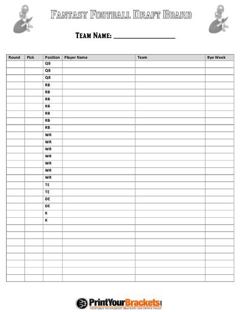 Printable Fantasy Football Draft Board Sheet Fantasy Football Draft Sheet, Fantasy Draft Party, Fantasy Football Party, Fantasy Football Draft Board, Football Draft Party, Fantasy Football Draft Party, Football Humor, Football Squares, Fantasy Football Names