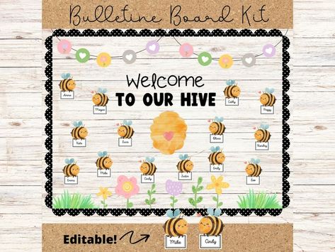 Welcome to Our Hive BEE Bulletin Board April May Classroom | Etsy Bee Bulletin Boards, Bee Classroom Decor, Welcome To Our Hive, Valentines Day Bulletin Board, Summer Bulletin Boards, Bee Themed Classroom, Bee Classroom, Spring Bulletin, Spring Bulletin Boards