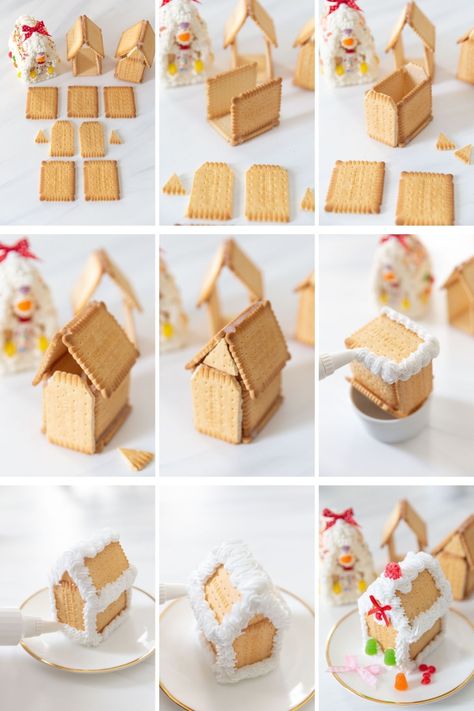 Mini Gingerbread House Tutorial Royal Icing For Gingerbread Houses, Icing For Gingerbread Houses, Recipe For Royal Icing, Christmas Themed Birthday Party, Gingerbread House Tutorial, Fluffy Icing, Gingerbread House Icing, Ginger House, Mini Gingerbread House