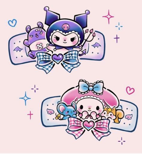 Best Friend Anime Tattoos, Kuromi And My Melody Tattoo, My Melody Tattoo, Kawaii Tattoo Ideas, Kuromi Tattoo, Sanrio Tattoos, Kawaii Tattoos, Kawaii Kuromi, Petit Tattoo