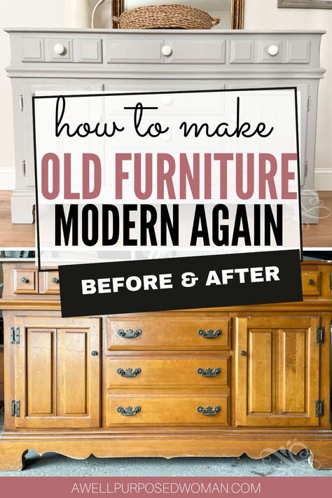 Restore Painted Wood Furniture, Updating Furniture Ideas, Refinishing Cheap Furniture, Modernising Old Furniture, Modernize Antique Furniture, How To Make Antique Furniture Look Modern, Wood Furniture Refinishing Ideas, How To Make Old Furniture Look Modern, Renew Old Furniture