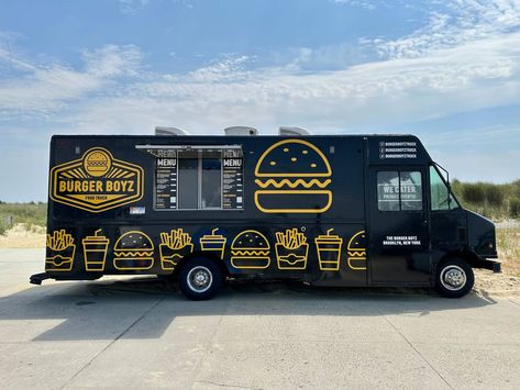 Street Food Truck Design, Foodtrucks Ideas Design, Black Food Truck, Burger Truck, Vegetarian Patty, Foodtrucks Ideas, Sandwich Menu, Crispy Chicken Sandwiches, Fried Chicken Tenders