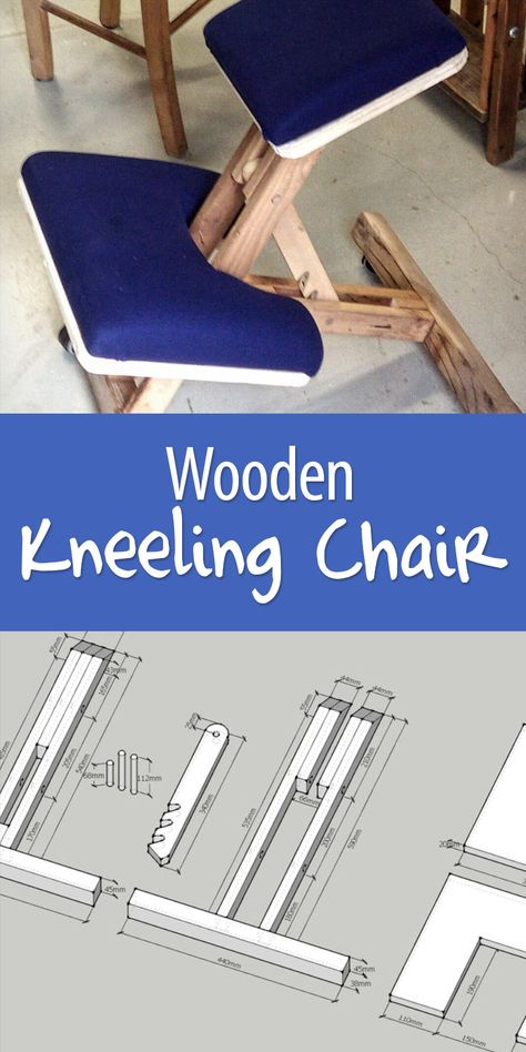 Kneeling chairs can be expensive. Make your own to your exact body measurements. Diy Furniture Chair, Ergonomic Kneeling Chair, Kneeling Chair, Wood Crafting Tools, Diy Bricolage, Diy Holz, Diy Chair, Interior Design Diy, Woodworking Furniture