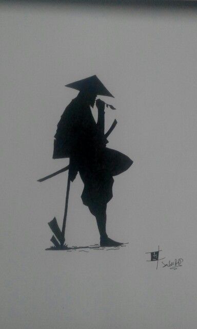 Samurai silhouette Lone Samurai Tattoo, Samurai Silhouette Tattoo, Samurai Art Tattoo, Samurai Art Drawing, Samurai Silhouette, Kaito Ishikawa, Samurai Drawing, Japanese Art Samurai, Samurai Tattoo Design