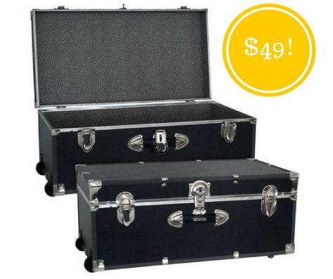 Mercury Luggage Seward Trunk Wheeled Storage Footlocker Only $49 (Reg. $79) - http://www.couponsforyourfamily.com/mercury-luggage-seward-trunk-wheeled-storage-footlocker-only-49-reg-79/ Dorm Trunk, College Storage, College Living, Trunk Boxes, Dorm Organization, Travel Trunk, Storage Trunks, Box Chest, Storage Trunk