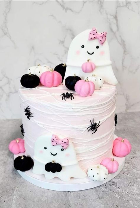 Halloween Smash Cake, Cute Halloween Cakes, Halloween Theme Birthday, 50 Shades Of Pink, Spooky Cake, Halloween First Birthday, October Baby Showers, Bolo Halloween, Halloween 1st Birthdays