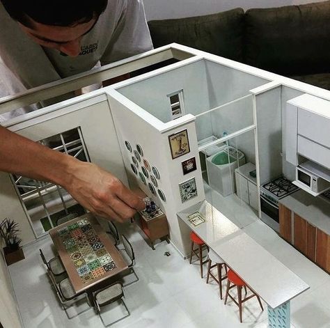 Model Making Interior Design, Interior Design Model Making, Maquette Interior Design, Miniature Model House, Interior Model Making, Model Houses Miniatures, Architecture Model Making Ideas, Model Making Architecture, Scale Model House