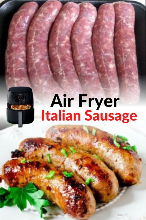 Fresh Sausage In Air Fryer, Air Fried Italian Sausage, Italian Sausage Air Fryer Recipes, Air Fryer Italian Recipes, Air Fryer Italian Sausage Links, Sausage In Sauce, Italian Sausage In Air Fryer, Air Fryer Italian Sausage, Sausage In Air Fryer