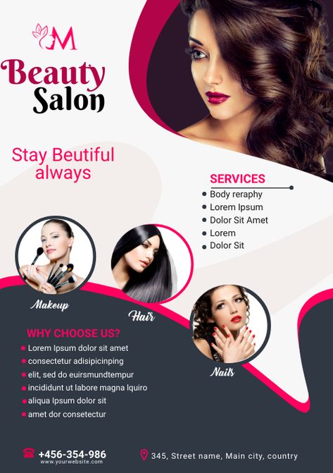 Hair And Beauty Salon Posters, Beauty Salon Banner Design, Beauty Parlour Banner Design, Beauty Ads Design, Hair Poster Design, Beauty Salon Flyer, Stationery Design Inspiration, Makeup Poster, Hair Poster