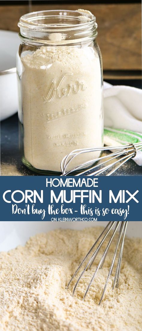 Cornbread Mix In A Jar, Diy Jiffy Cornbread Mix Recipe, Homemade Baking Mix Recipes, Homemade Jiffy Mix Recipe, Corn Muffin Mix Recipes, Homemade Cornbread Muffins, Homemade Corn Muffins, Pantry Mixes, Muffin Mix Recipe