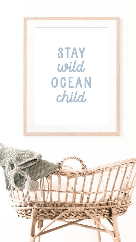 Stay Wild Ocean Child printable art an easy DIY home decor to create the perfect ocean beach nursery room for your baby or child. Baby Girl Nursery Beach Theme, Beach Theme Baby Room, Beach Themed Nursery, Beach Theme Nursery, Surf Quotes, Stay Wild Ocean Child, Twin Nursery, Coastal Nursery, Bedroom 2024