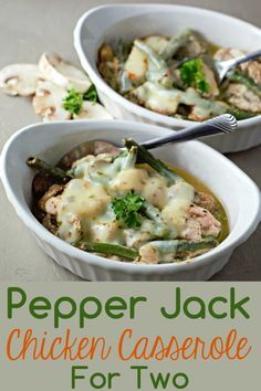 Pepper Jack Chicken, Rice And Green Beans, Jack Chicken, Batch Meals, Easy Meals For One, Chicken Mushrooms, Chicken Casseroles, Easy Meals For Two, Single Serving Recipes