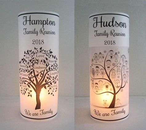 12 Personalized Family Reunion Party Centerpiece Table Decoration Luminaries, Tree, Heart by LuminariesbyJanet on Etsy https://www.etsy.com/listing/218898976/12-personalized-family-reunion-party Family Reunion Centerpieces, Family Reunion Decorations, Reunion Centerpieces, Family Reunion Favors, Family Reunion Photos, Photo Book Template, Family Reunion Gifts, Reunion Decorations, Reunion Gift