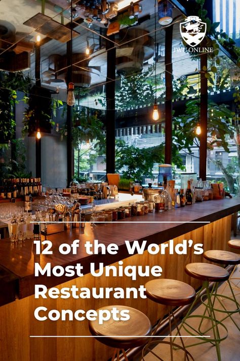 Along with great food, a unique restaurant concept can help any restaurant stand out. Check out some of the most unique restaurant concepts around the globe. #food #travel #restaurants #culinary Open Concept Restaurant Design, Restaurant Experience Design, Cafe And Restaurant Design Interiors, Restaurant Concepts Ideas, Concept For Restaurant Design, Back Bar Design Restaurant Modern, Unique Dining Experience Restaurant, Unique Restaurant Concept, Upscale Cafe Interior Design