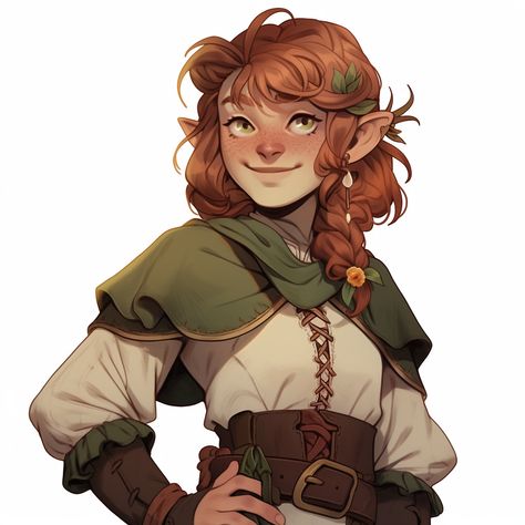 Forrest Gnomes Dnd, Halfling Ranger Female Dnd, Halfling Bard Female, Female Halfling Character Art, Dnd Halfling Character Art, Gnome Druid Female, Halfling Druid Female, Gnome Female Dnd, Female Gnome Dnd