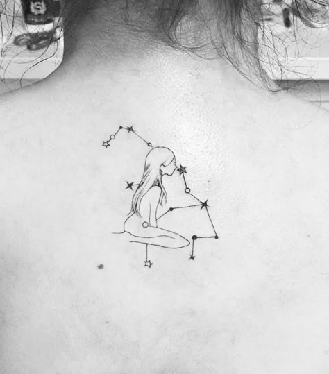 Best Star Tattoos, Star Constellation Tattoo, Dotwork Tattoo Mandala, Virgo Tattoo Designs, Virgo Constellation Tattoo, Virgo Star, Astrology Tattoo, Nyc Tattoo, Virgo Tattoo