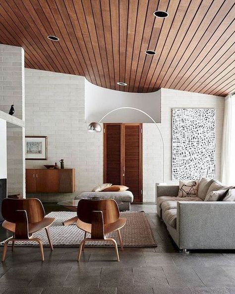 Mid Century Living Room Decor, Living Room Wood Floor, Mid Century Living, Mid Century Living Room, Mid Century Modern Living, Mid Century Modern Living Room, Living Room Trends, Trendy Living Rooms, Living Room Ceiling