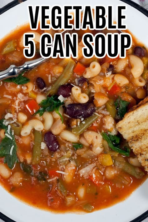 Vegetable 5 Can Soup 5 Can Soup Recipe Ww, 7 Can Christmas Soup, Easy Can Soup Recipes, Soups Made From Canned Goods, Easy Vegetable Soup With Canned Vegetables, 7 Can Soup With Minestrone, 8 Can Vegetable Soup, Vegetable Soup From Cans, 7 Can Vegetable Soup