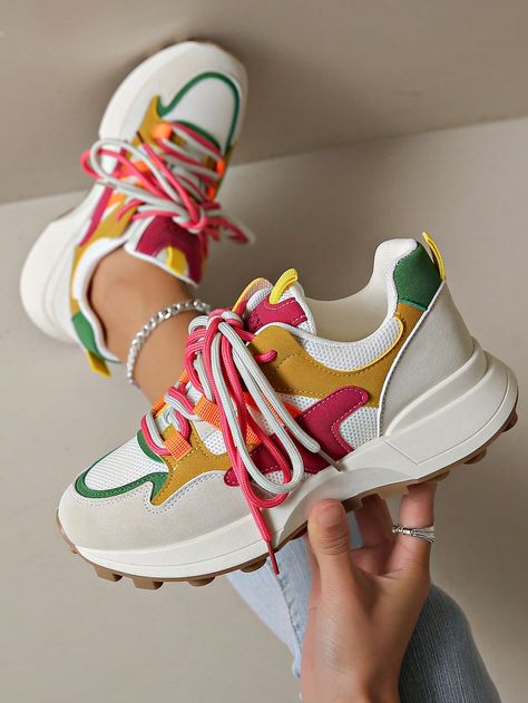 2024 New Thick-Soled Women's Sports Shoes, Four-Season, Colorful Mesh Fashion Sneakers Multicolor Sporty        Women Shoes, size features are:Bust: ,Length: ,Sleeve Length: Fashion Sneakers Women's, Sporty Women, Sneakers Multicolor, Mesh Fashion, Sport Women, Women Casual Shoes, Casual Sneakers Women, Four Season, Kids Sleepwear