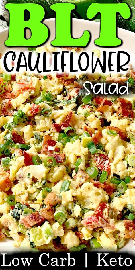 Loaded Cauliflower Salad (low Carb), Zero Carb Salads, Zero Carb Foods For Diabetics, Keto Salads For Lunch, Keto Grape Salad, Low Carb Dinner For One, Healthy Low Carb Salad Recipes, Cauliflower Tomato Salad, Cauliflower Potato Salad Keto