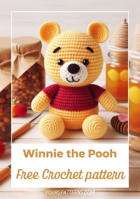 Crochet Winnie the Pooh Amigurumi Amigurumi Free Pattern Winnie The Pooh, Winnie The Pooh Crochet Patterns Free Amigurumi, Winnie The Pooh Amigurumi Free Pattern, Crochet Winnie The Pooh Pattern Free, Winnie The Pooh Crochet Patterns Free, Pooh Bear Pattern, Crochet Pooh Bear, Winnie The Pooh Amigurumi, Winnie The Pooh Crochet