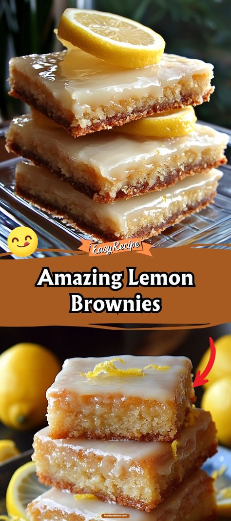 Brighten your day with these Amazing Lemon Brownies. Combining the dense texture of brownies with a refreshing lemon twist, they're finished with a tangy lemon glaze that packs a zesty punch. #LemonBrownies #CitrusDesserts #TangyTreats Lemon Blueberry Loaf, Citrus Desserts, Lemon Brownies, Chicken Cake, Lemon Twist, Lemon Glaze, Strawberry Cream Cheese, Refreshing Desserts, Unique Desserts